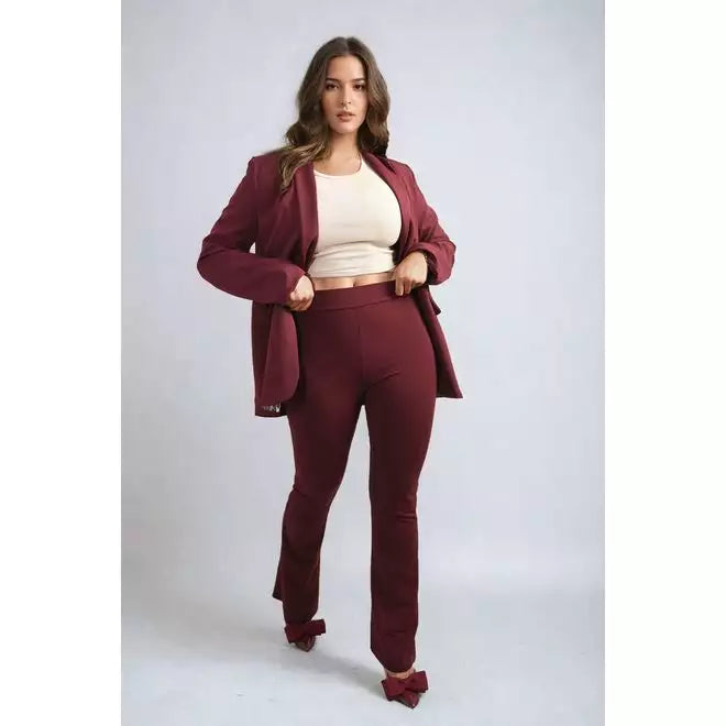 High Waisted Flare Leg Trouser
