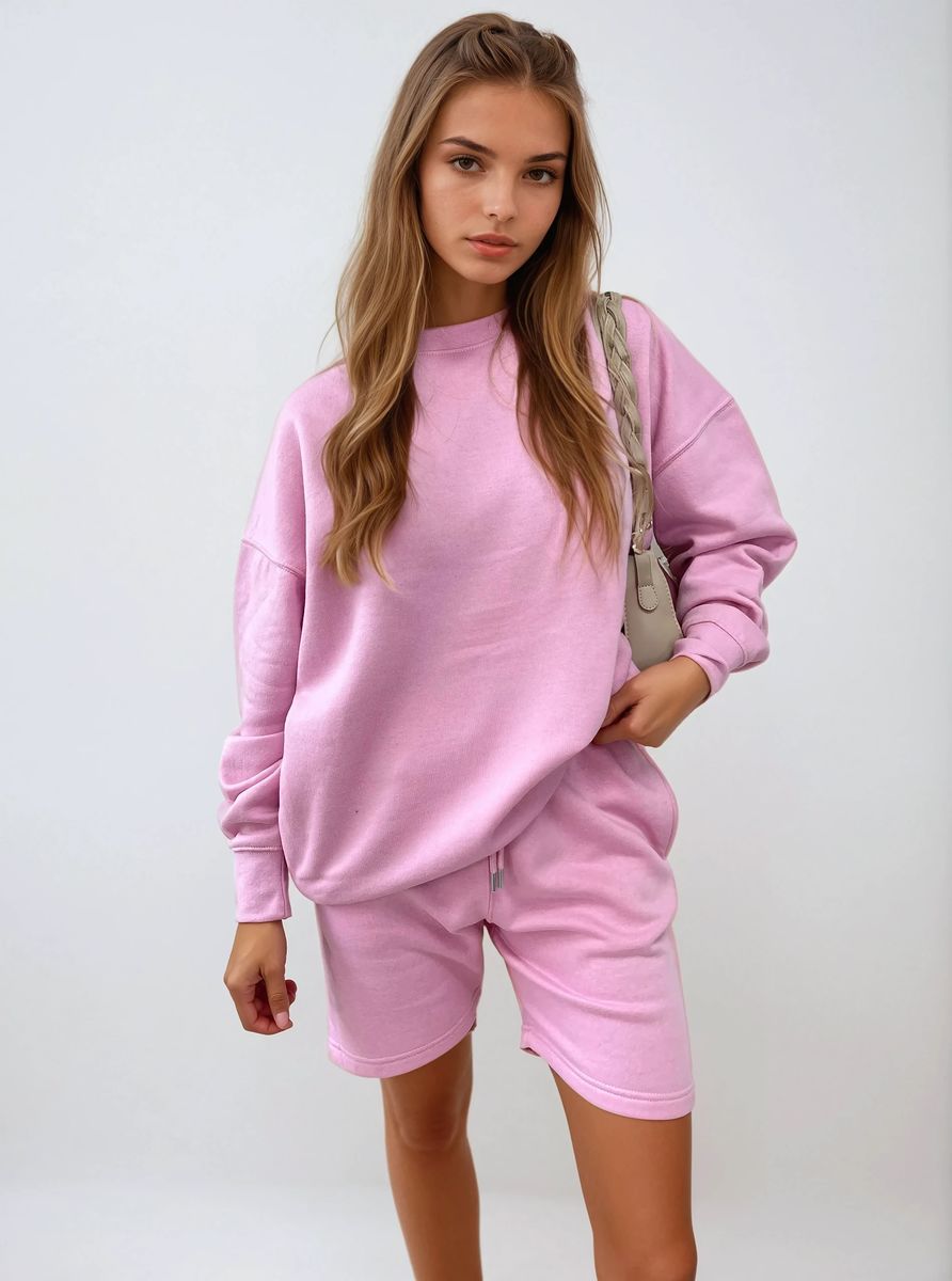 Do What Makes You Happy Print Oversized Sweatshirt and Shorts Co-ord Set