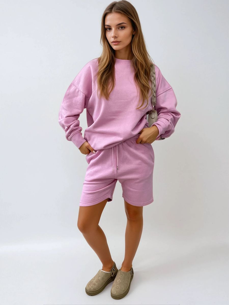 Do What Makes You Happy Print Oversized Sweatshirt and Shorts Co-ord Set
