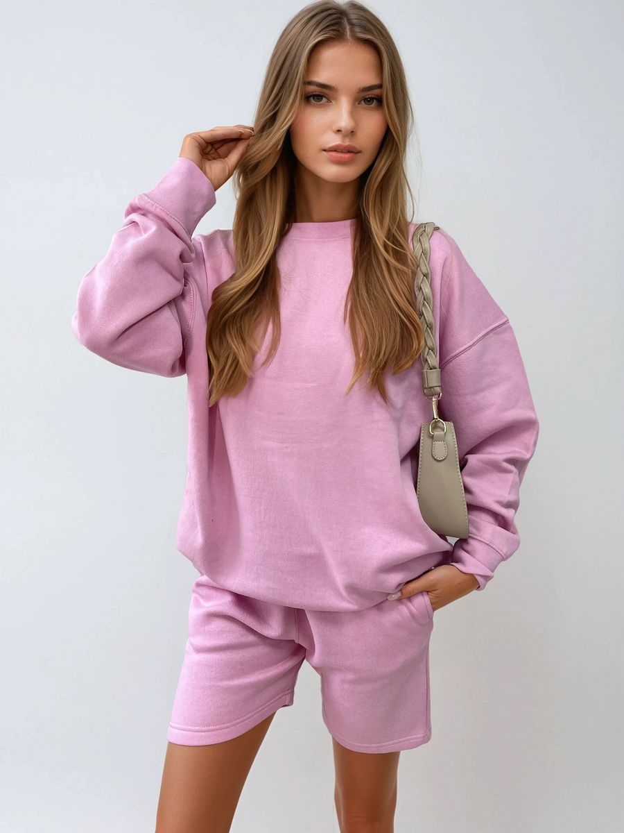 Do What Makes You Happy Print Oversized Sweatshirt and Shorts Co-ord Set