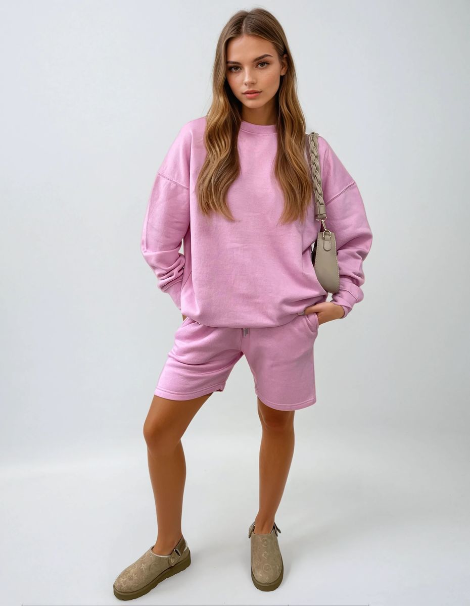 Do What Makes You Happy Print Oversized Sweatshirt and Shorts Co-ord Set