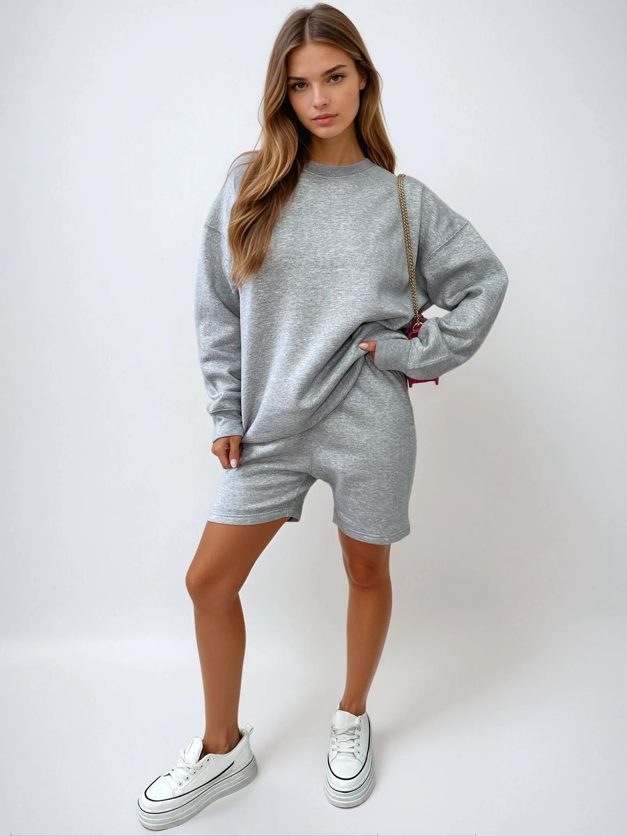 Do What Makes You Happy Print Oversized Sweatshirt and Shorts Co-ord Set
