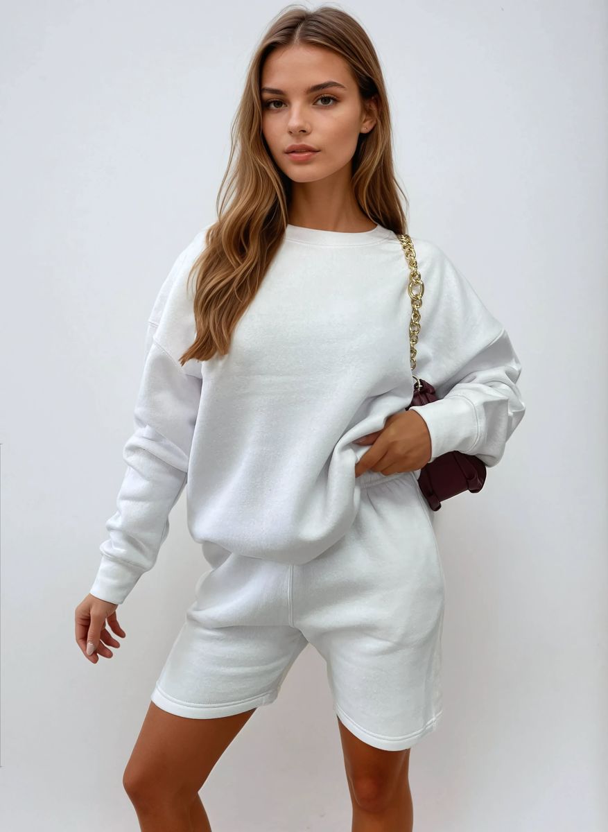 Do What Makes You Happy Print Oversized Sweatshirt and Shorts Co-ord Set