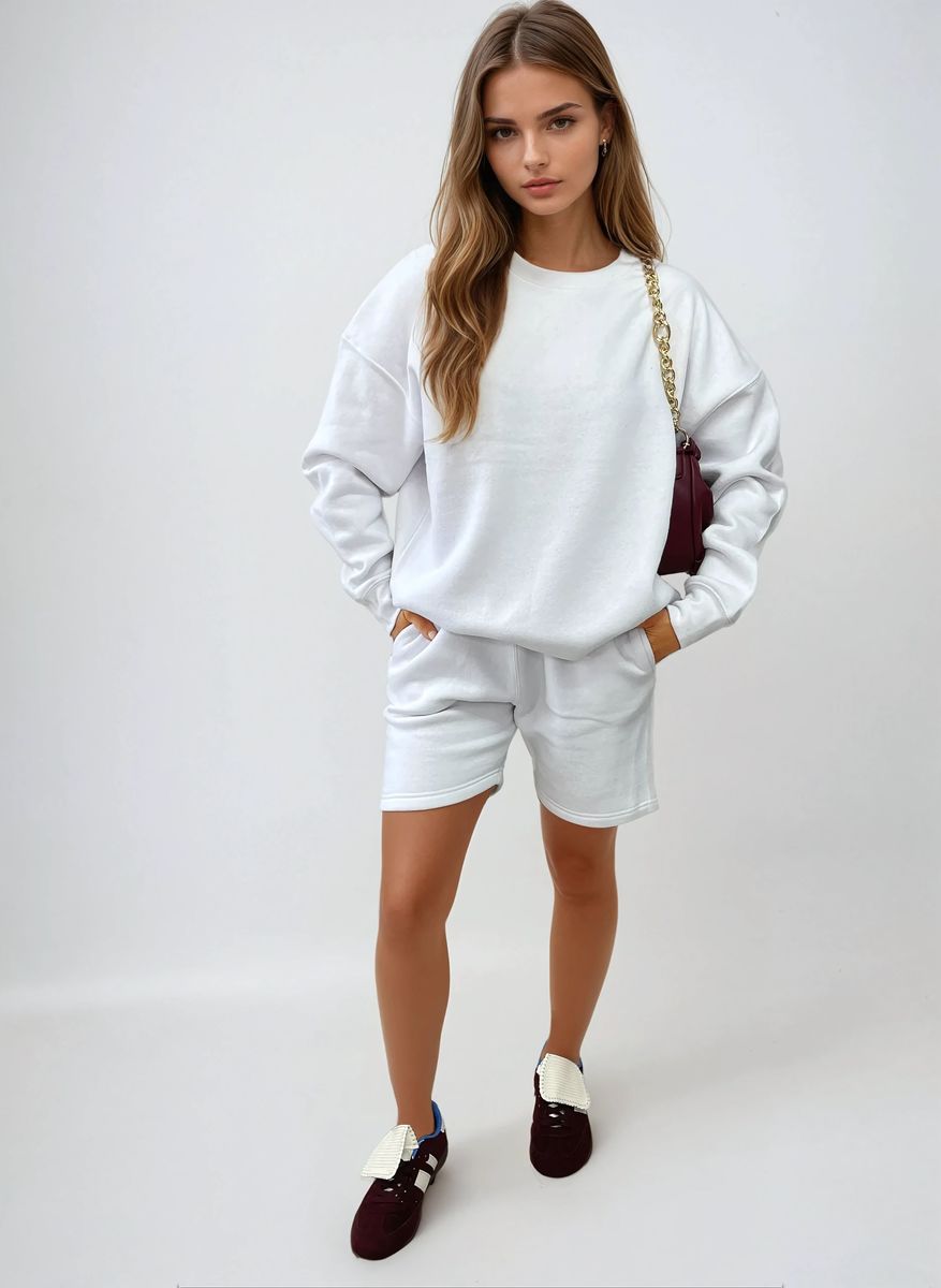 Do What Makes You Happy Print Oversized Sweatshirt and Shorts Co-ord Set