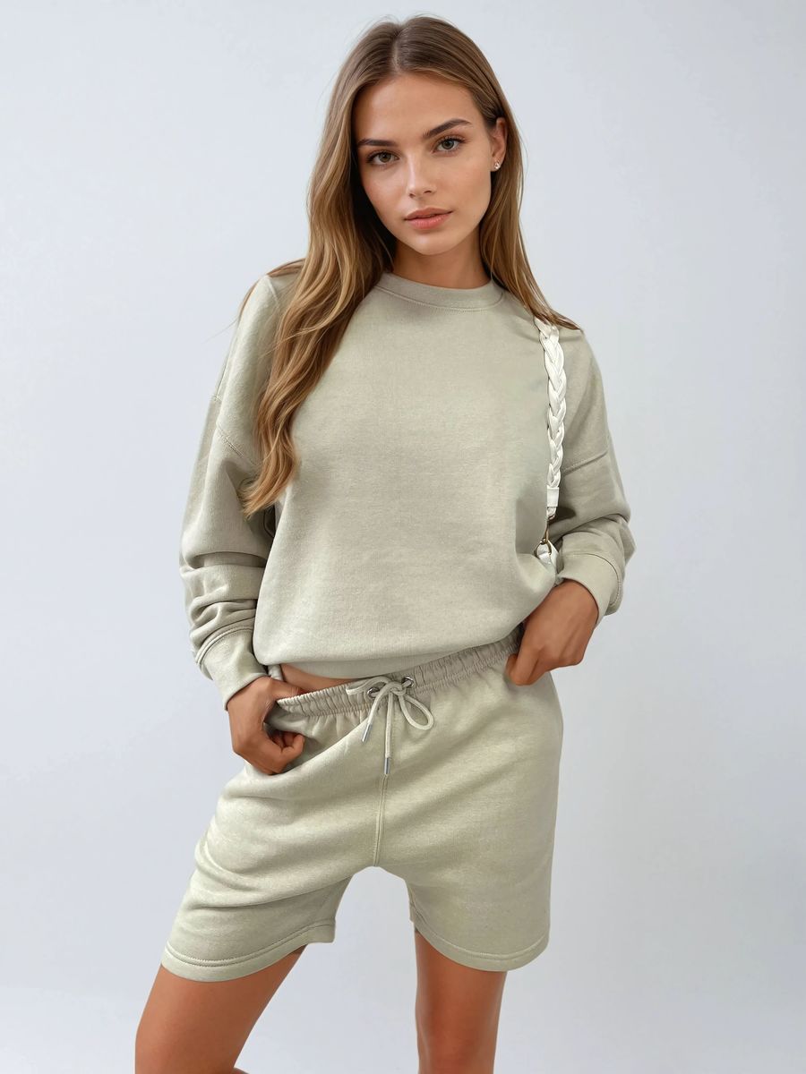 Do What Makes You Happy Print Oversized Sweatshirt and Shorts Co-ord Set