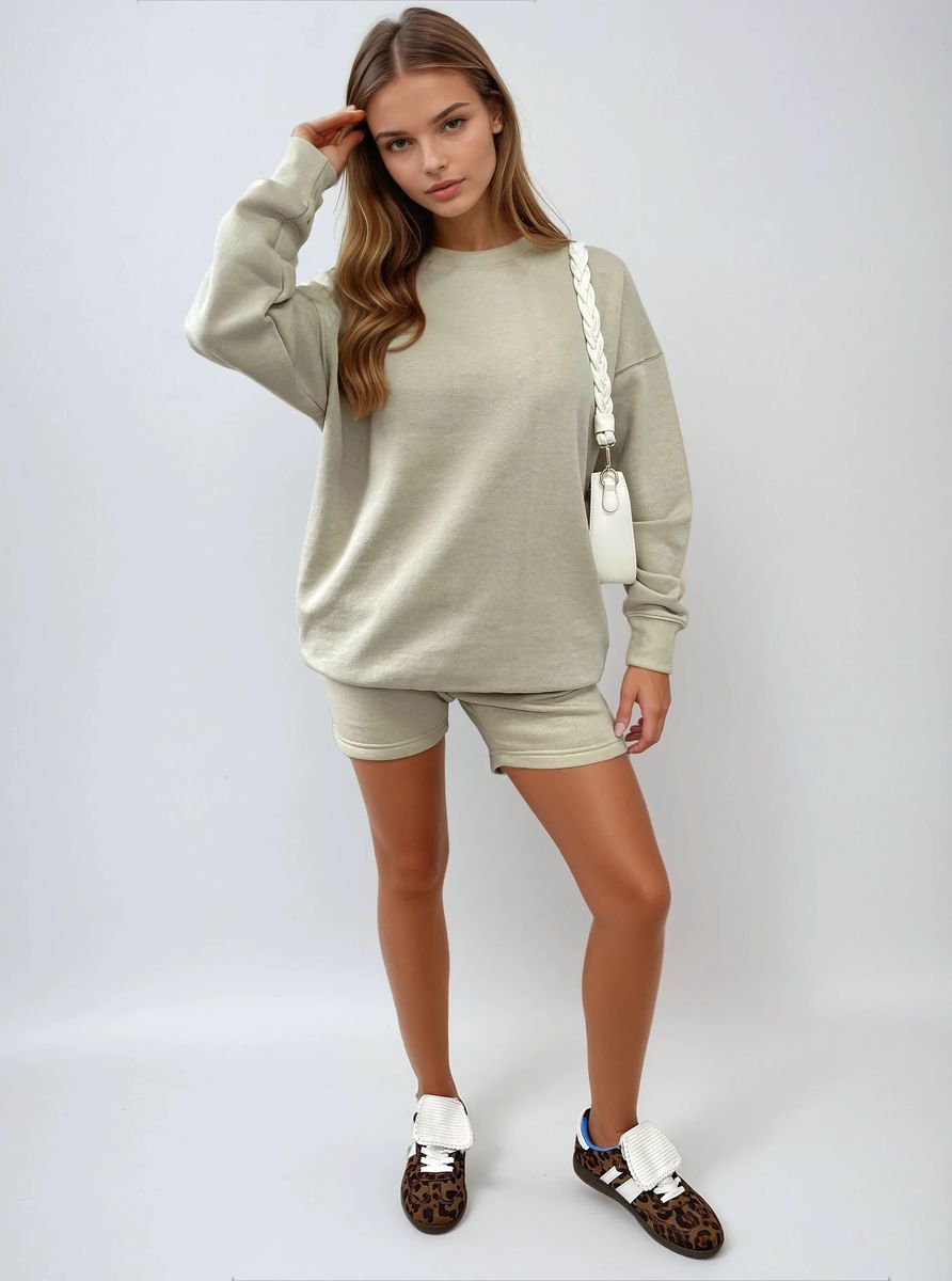 Do What Makes You Happy Print Oversized Sweatshirt and Shorts Co-ord Set