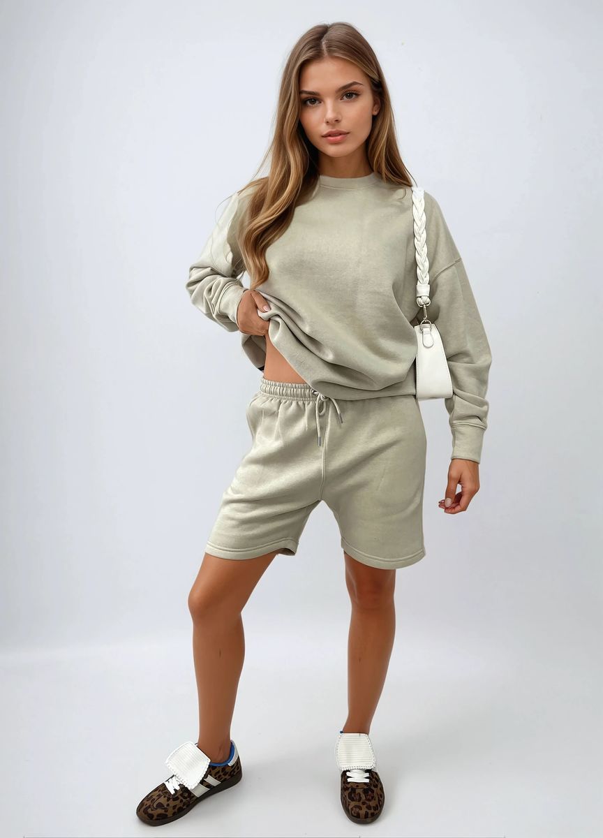 Do What Makes You Happy Print Oversized Sweatshirt and Shorts Co-ord Set