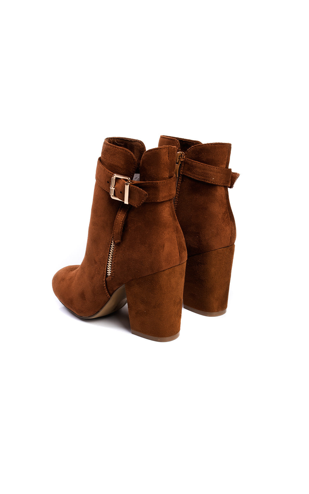 Buckle Faux Suede Ankle Boots