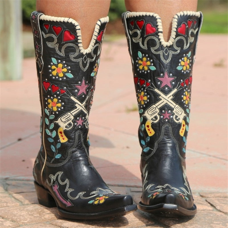 Colourful Embroidered Cowboy Boots
