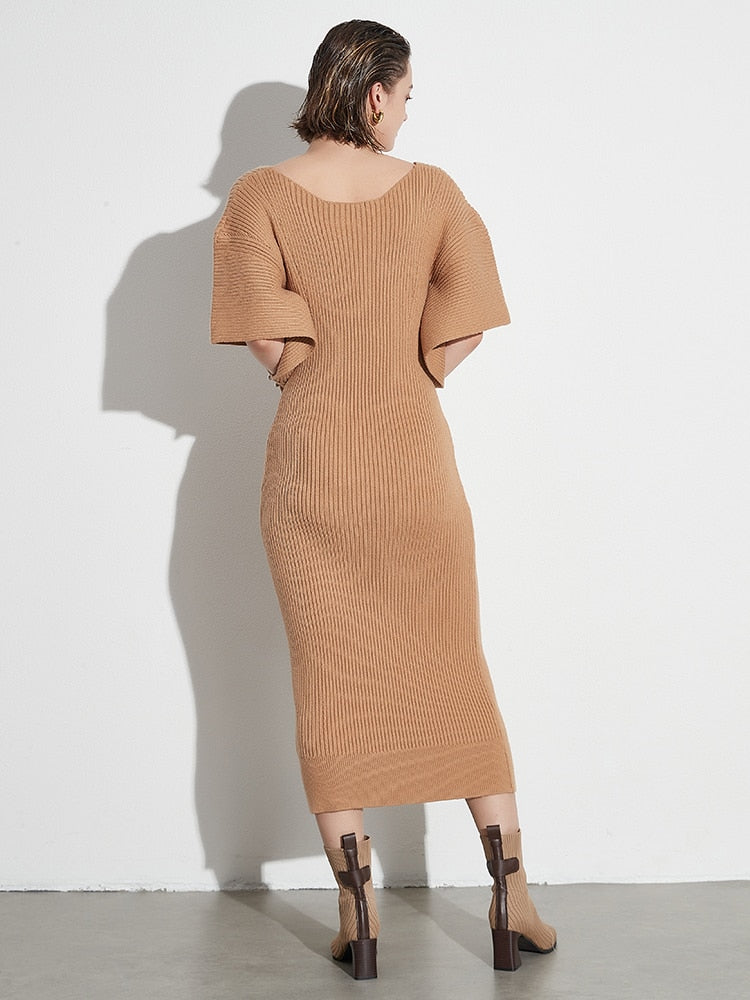 Long Hollow-Out Knitted Dress