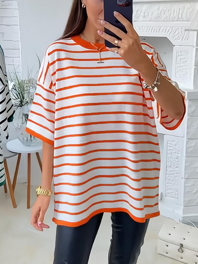 Oversized Stripey Knitted T/Shirt