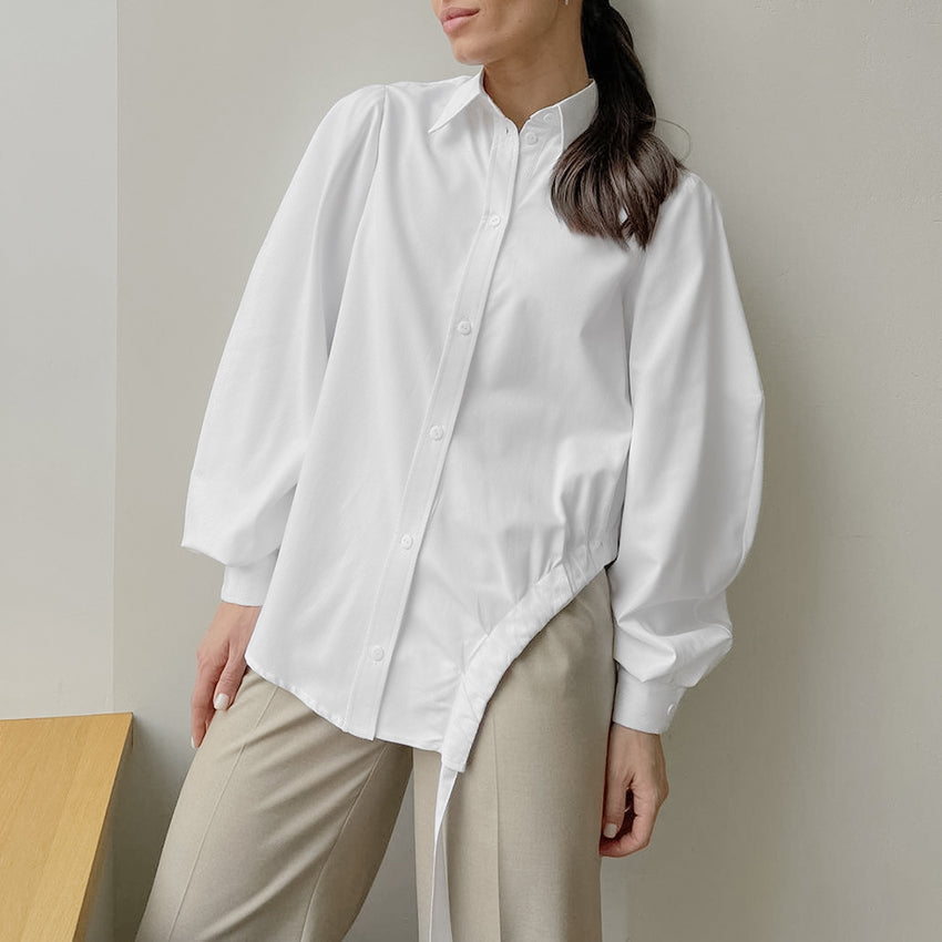 Ruched Side Hollow Out Shirt