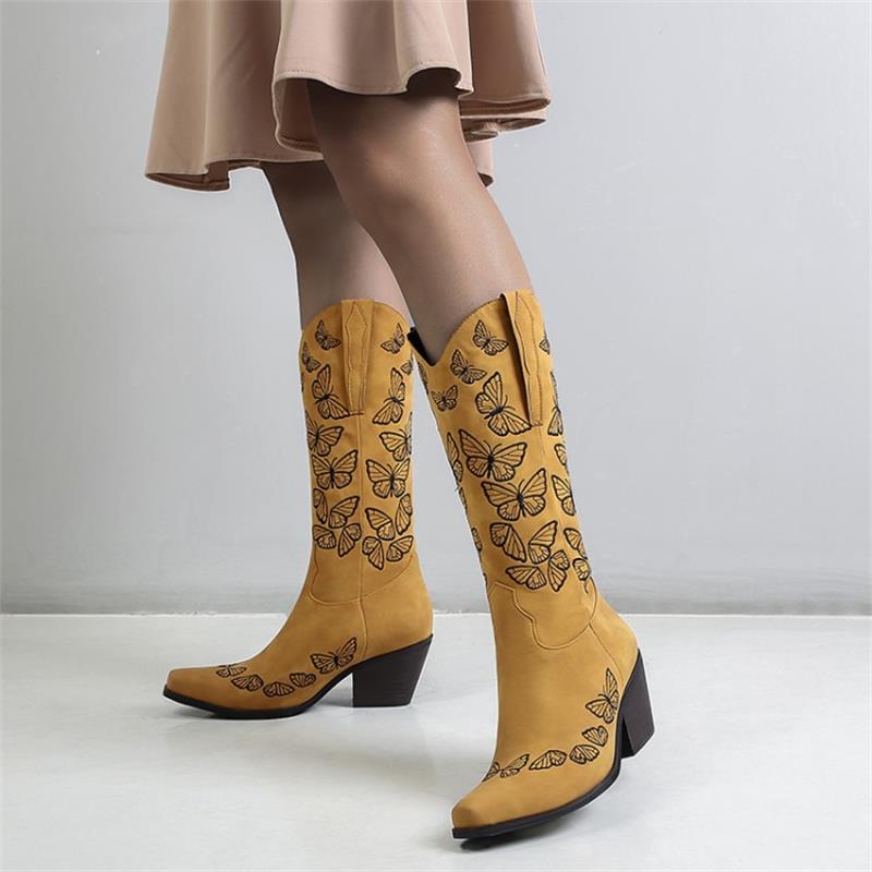 Embroidered Butterfly Cowboy Boots