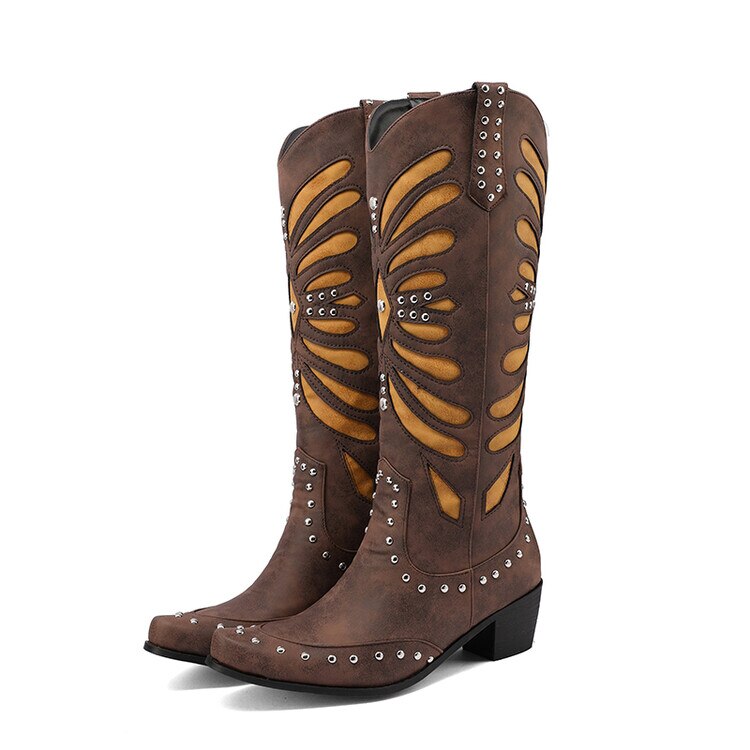 Brown Rivet Cowboy Boots