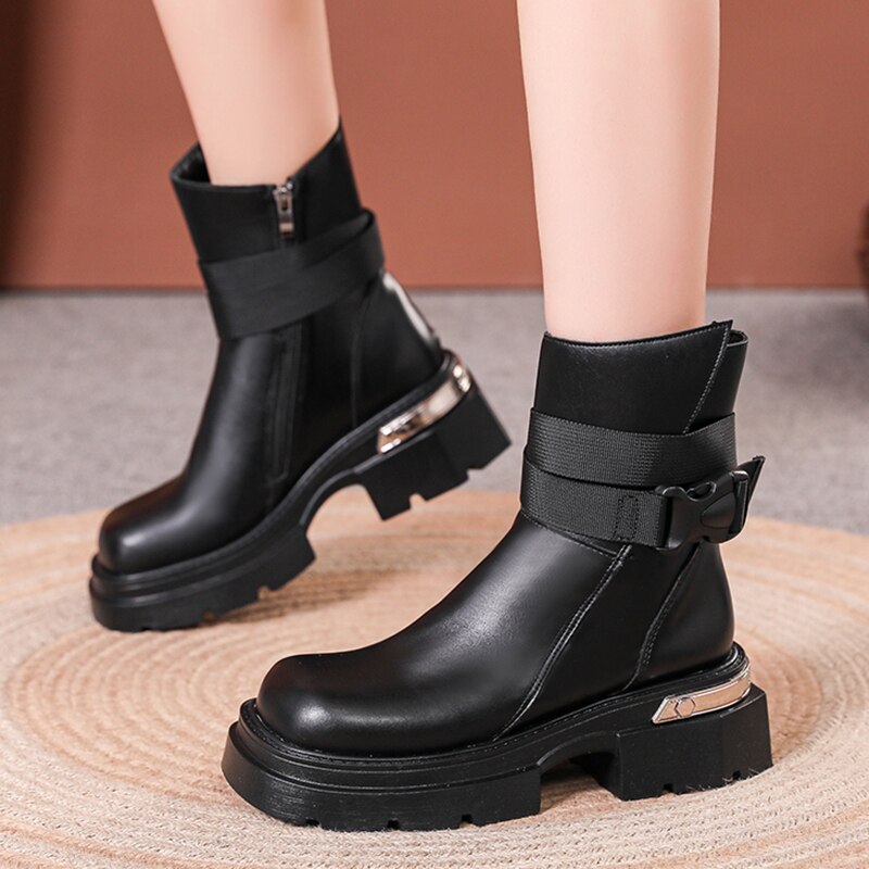 Edgy Motercycle Ankle Boots