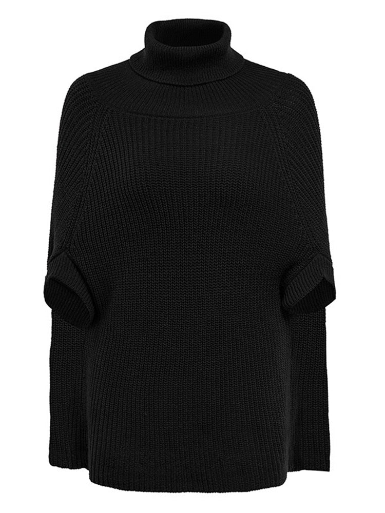 Turtleneck Sweater With Batwing Sleeves