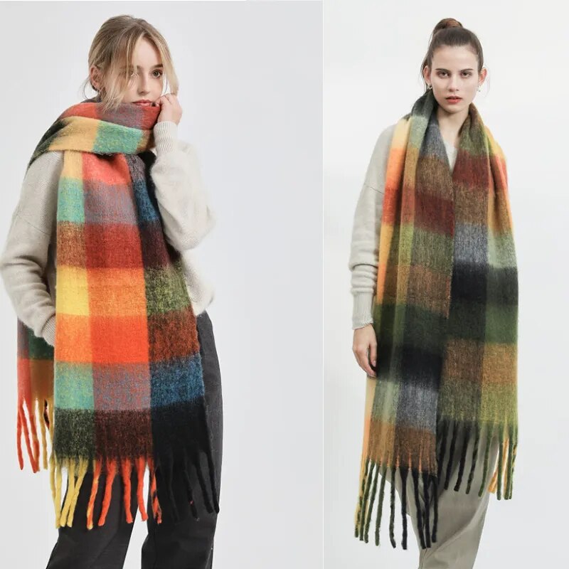 Long Colourful Check Scarfs