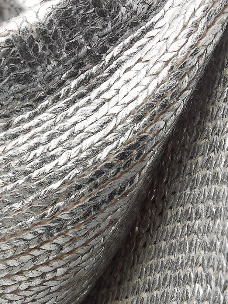 Silver Knitted Metallic Hoodie