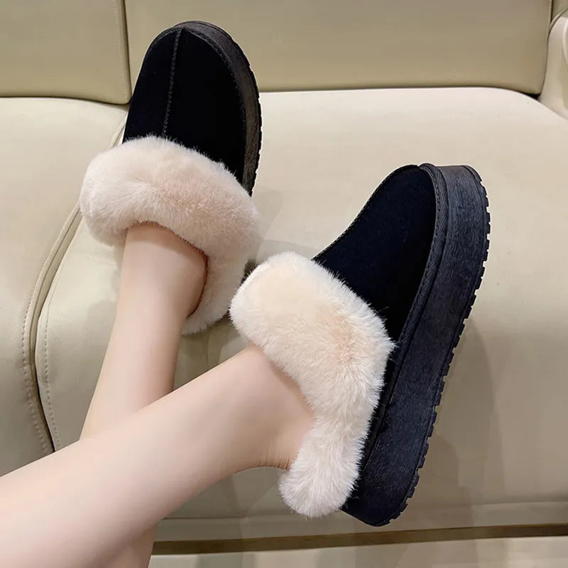 Thick Sole Faux Fur Slippers
