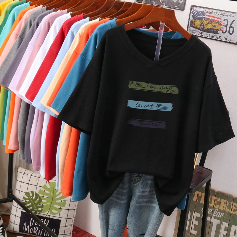 Colourful L-6XL V-Neck T/Shirts
