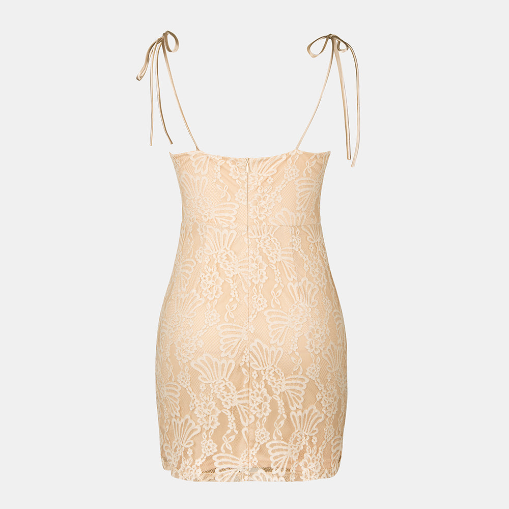Lace Mini Dress With Tie Up Straps