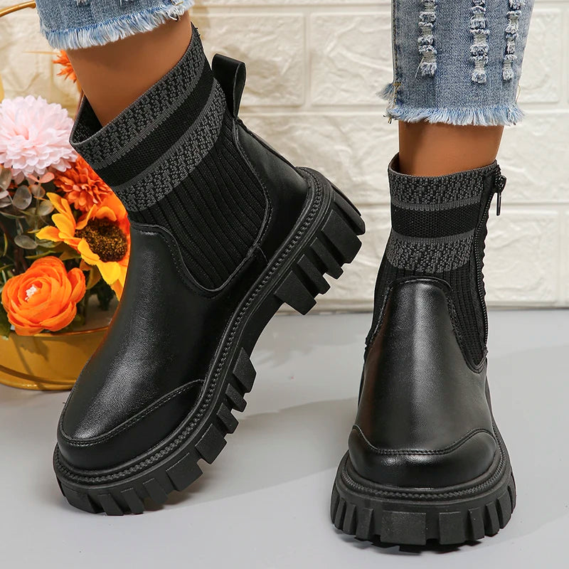 Chunky Chelsea Boots With Sock