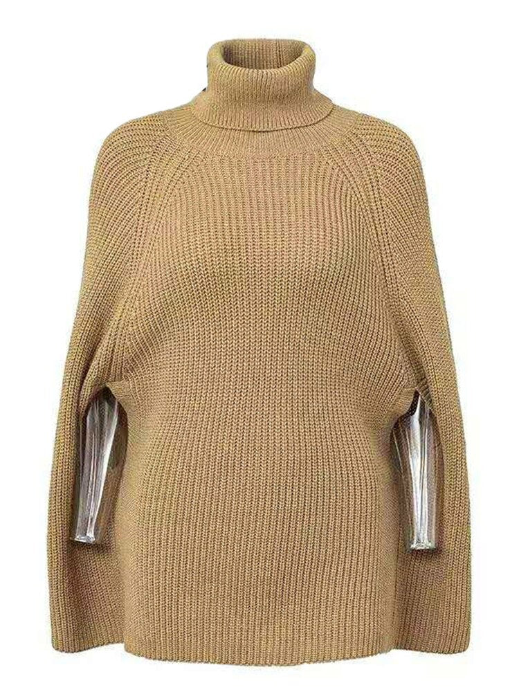 Turtleneck Sweater With Batwing Sleeves