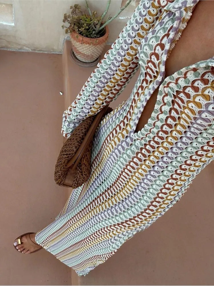 Long Crochet Stripe Dress