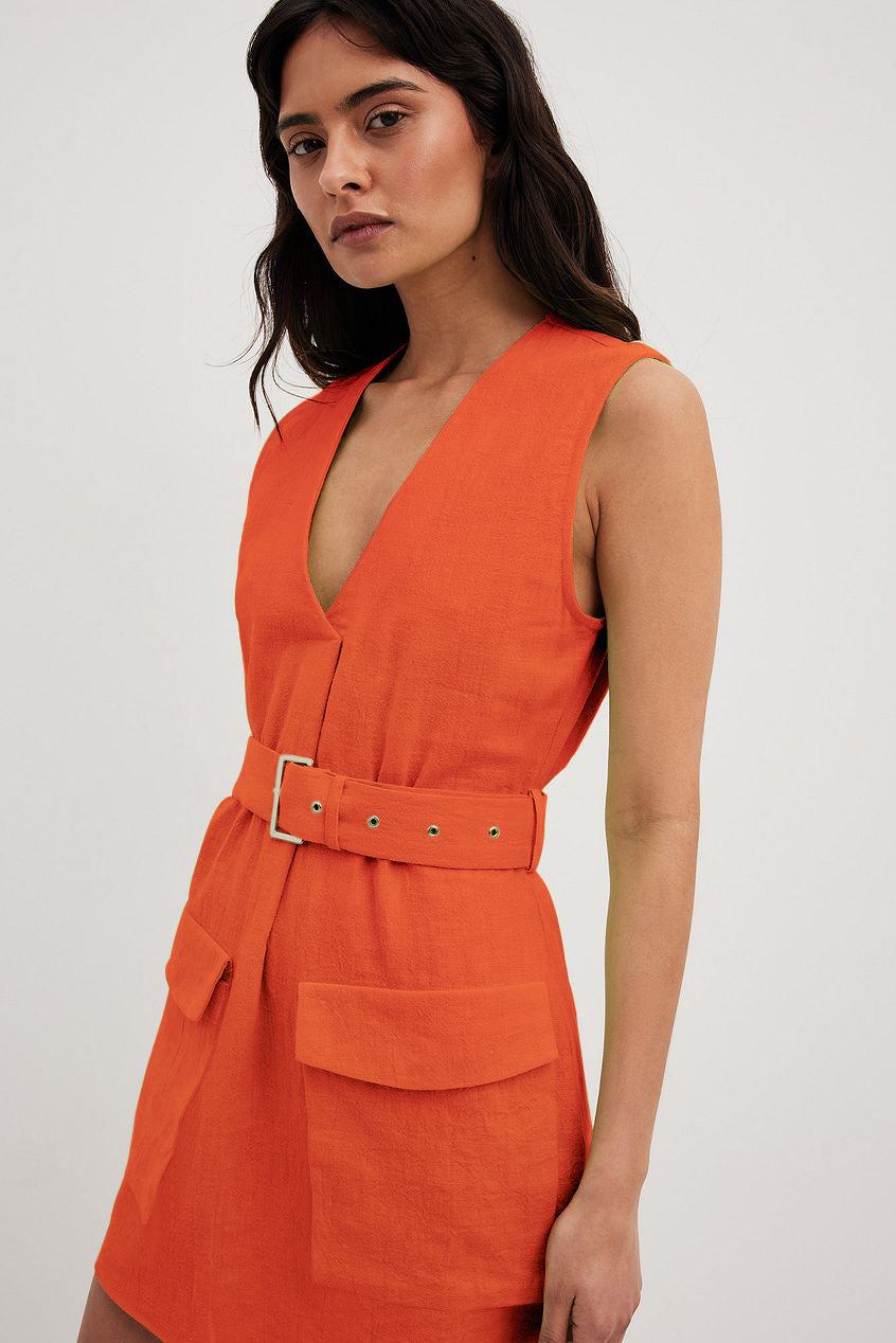 Orange Tank Sleeve Dress