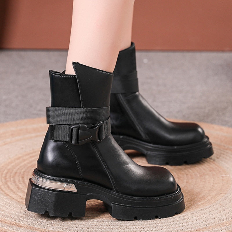 Edgy Motercycle Ankle Boots
