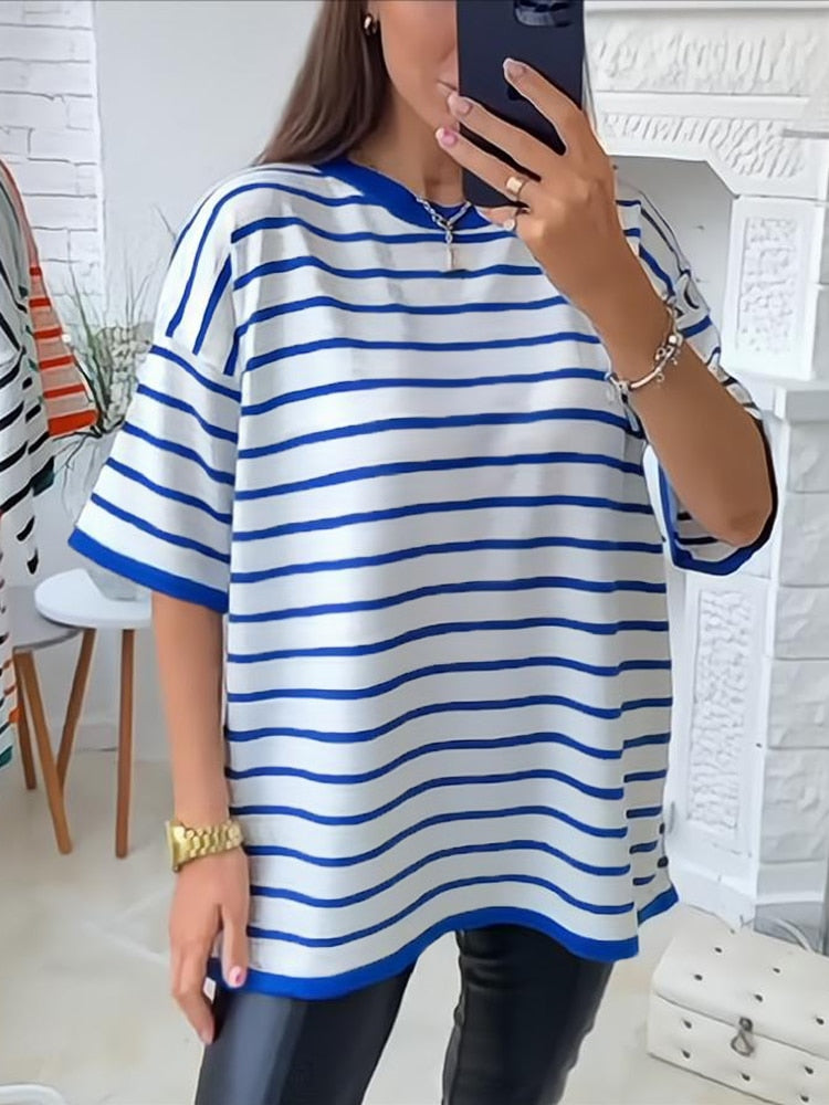Oversized Stripey Knitted T/Shirt