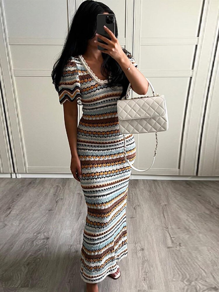 Colourful Stripe Knitted Summer Dress