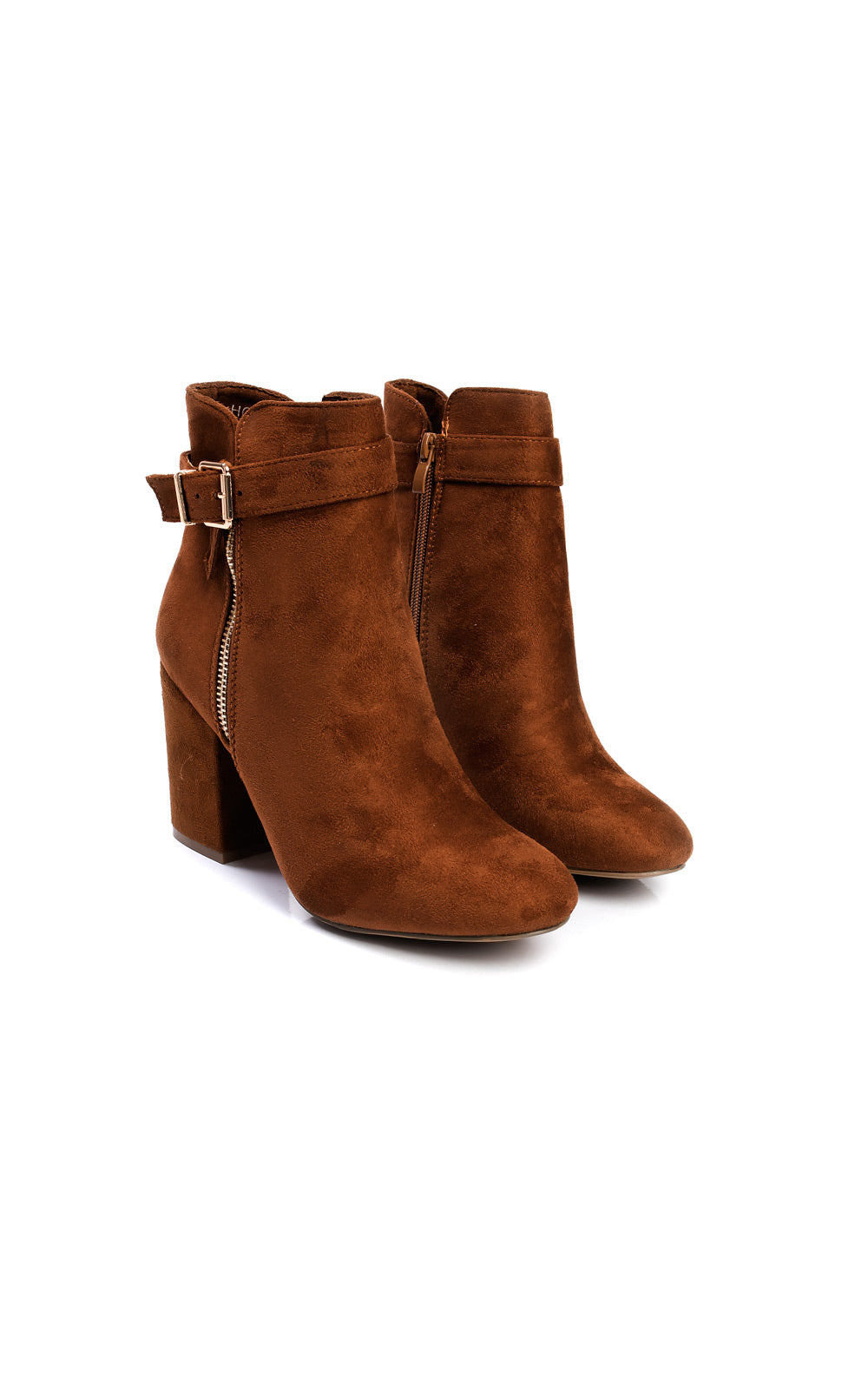 Buckle Faux Suede Ankle Boots