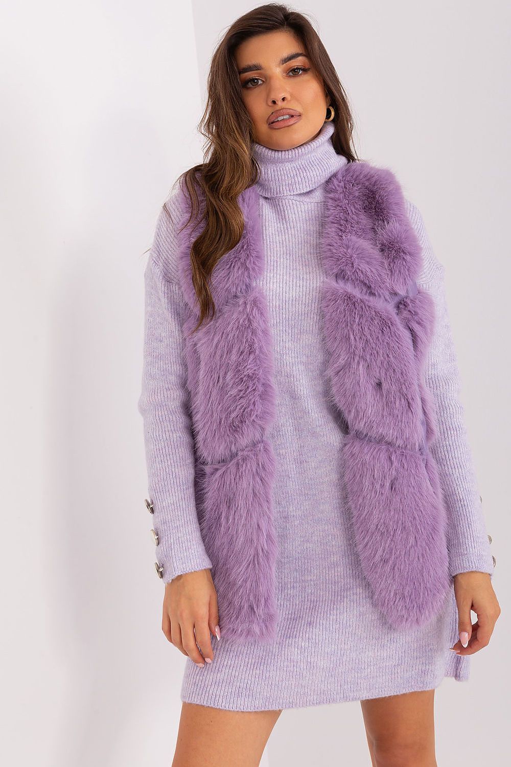 Womens Faux Fur Gilet Vest lilac Front