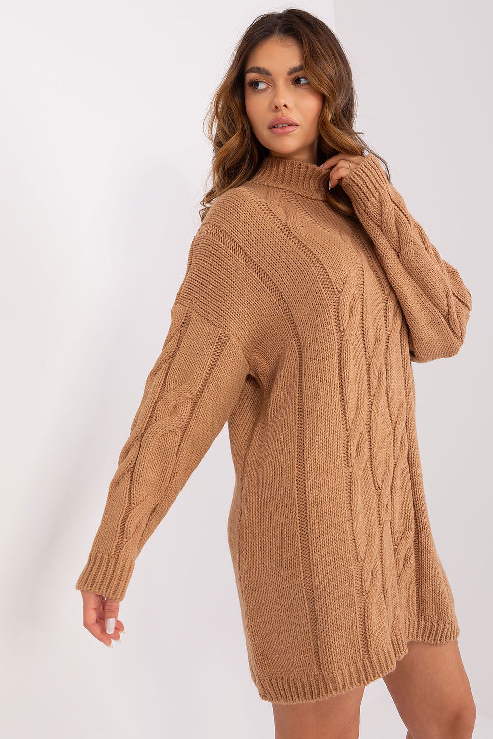 Elegant brown long sleeve dress with casual, everyday fit.