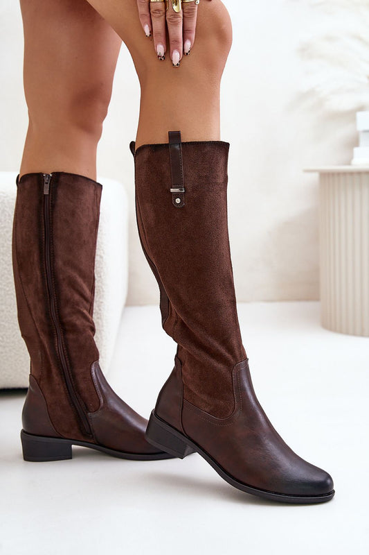 “High Jezzi Boots in Brown, side view” 