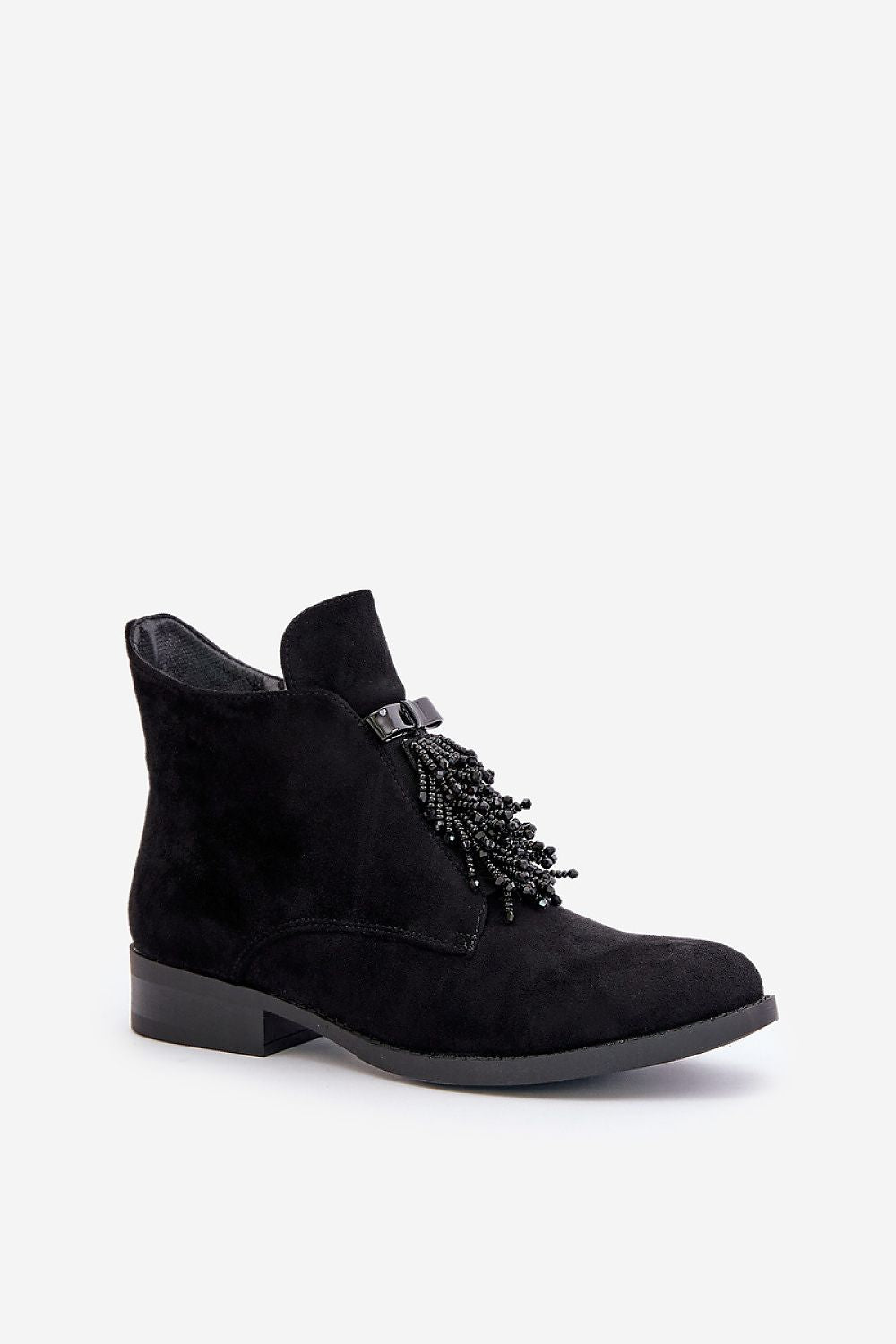 Tassel Top Ankle Bootie in Black – Standalone View