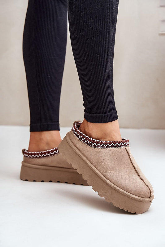 “Arctic Charm Suede Snow Boots in Beige, side view”