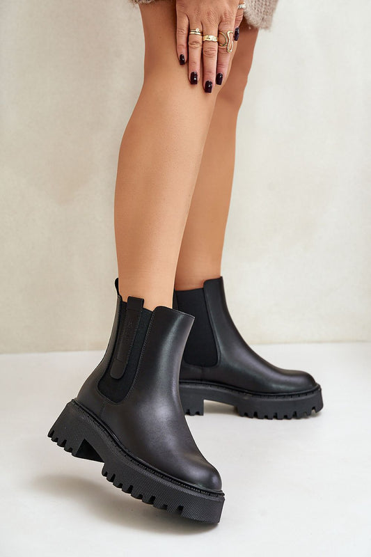 Big Star Genuine Leather Slip-On Boots in Black – Front View 1