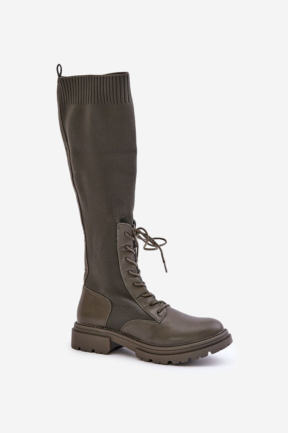 Combination Sock Boots in Green – Standalone View