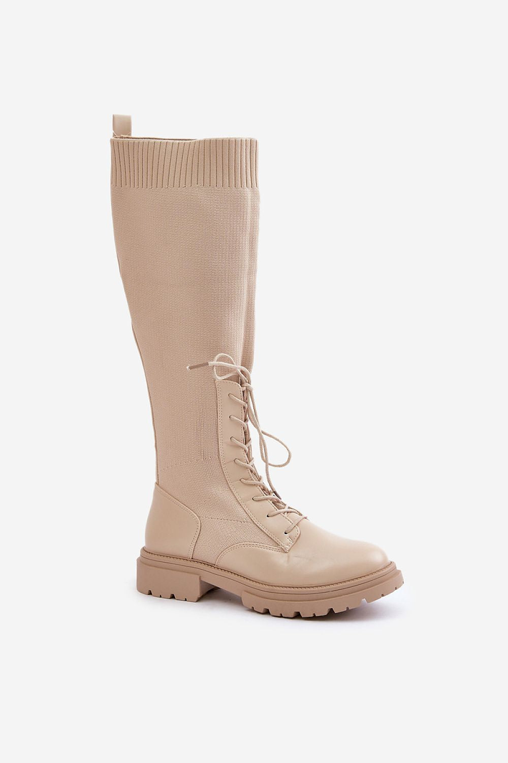 Combination Sock Boots in Beige – Standalone View