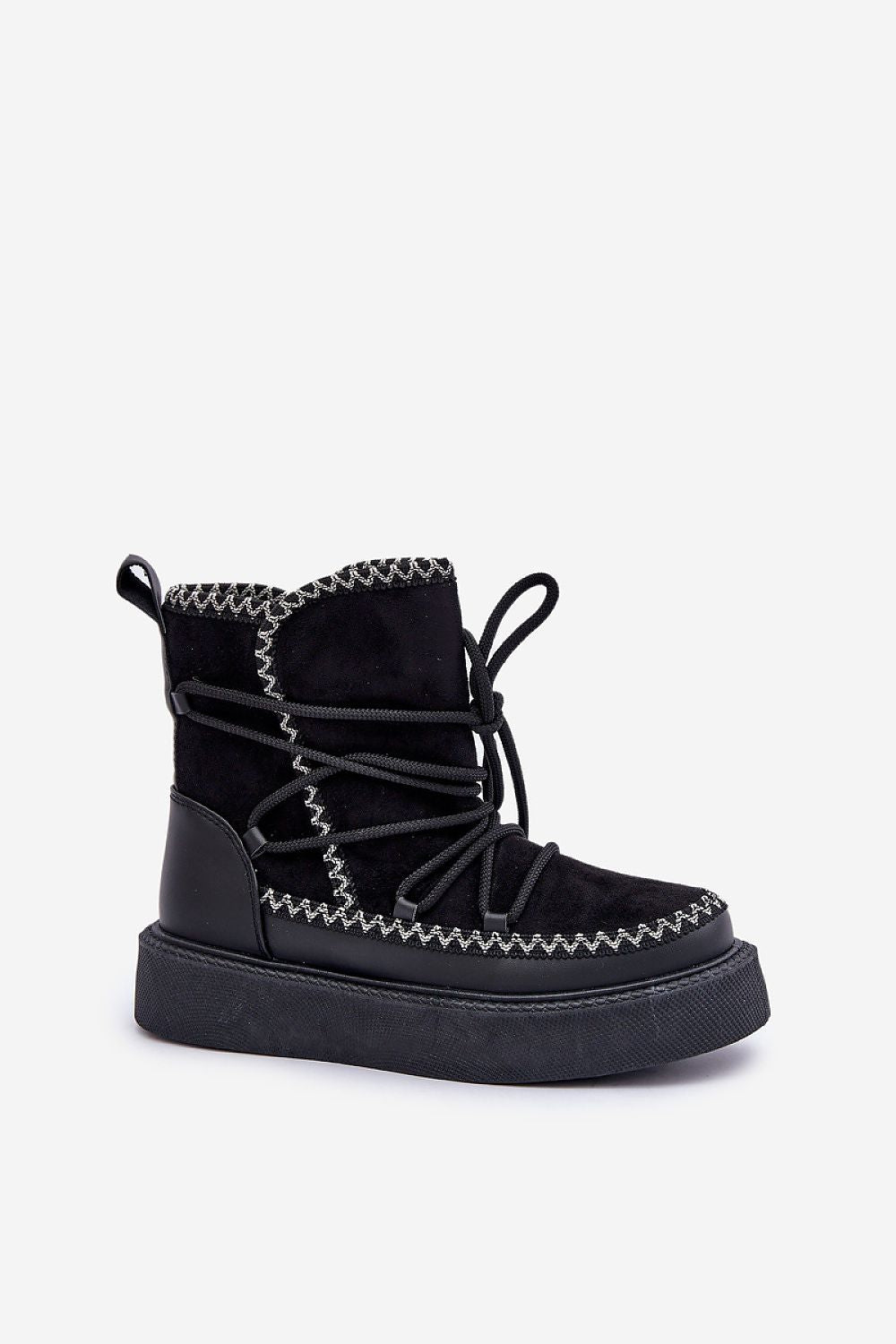 Glacier Charm Platform Snow Boots in Black – Standalone View