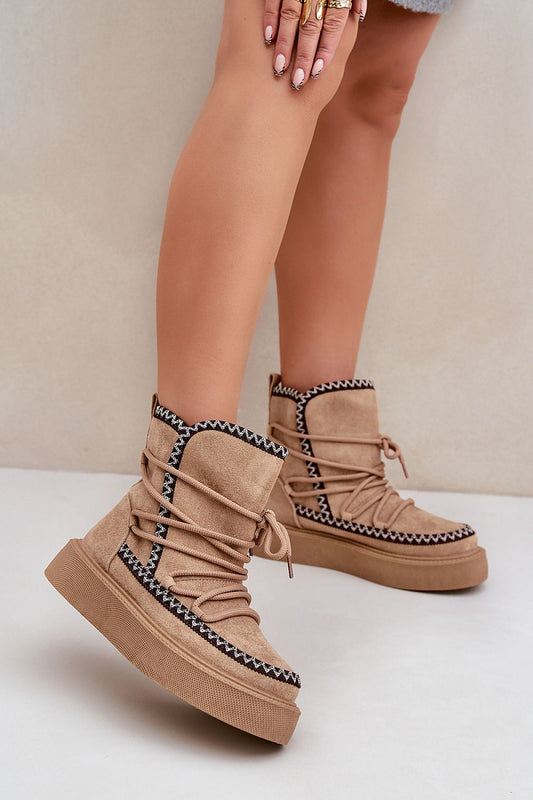  Glacier Charm Platform Snow Boots in Brown – Front View 1