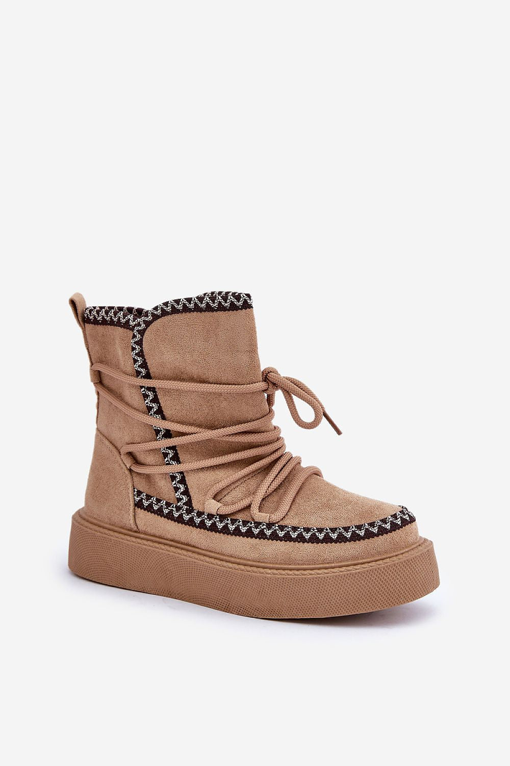Glacier Charm Platform Snow Boots in Brown – Standalone View 