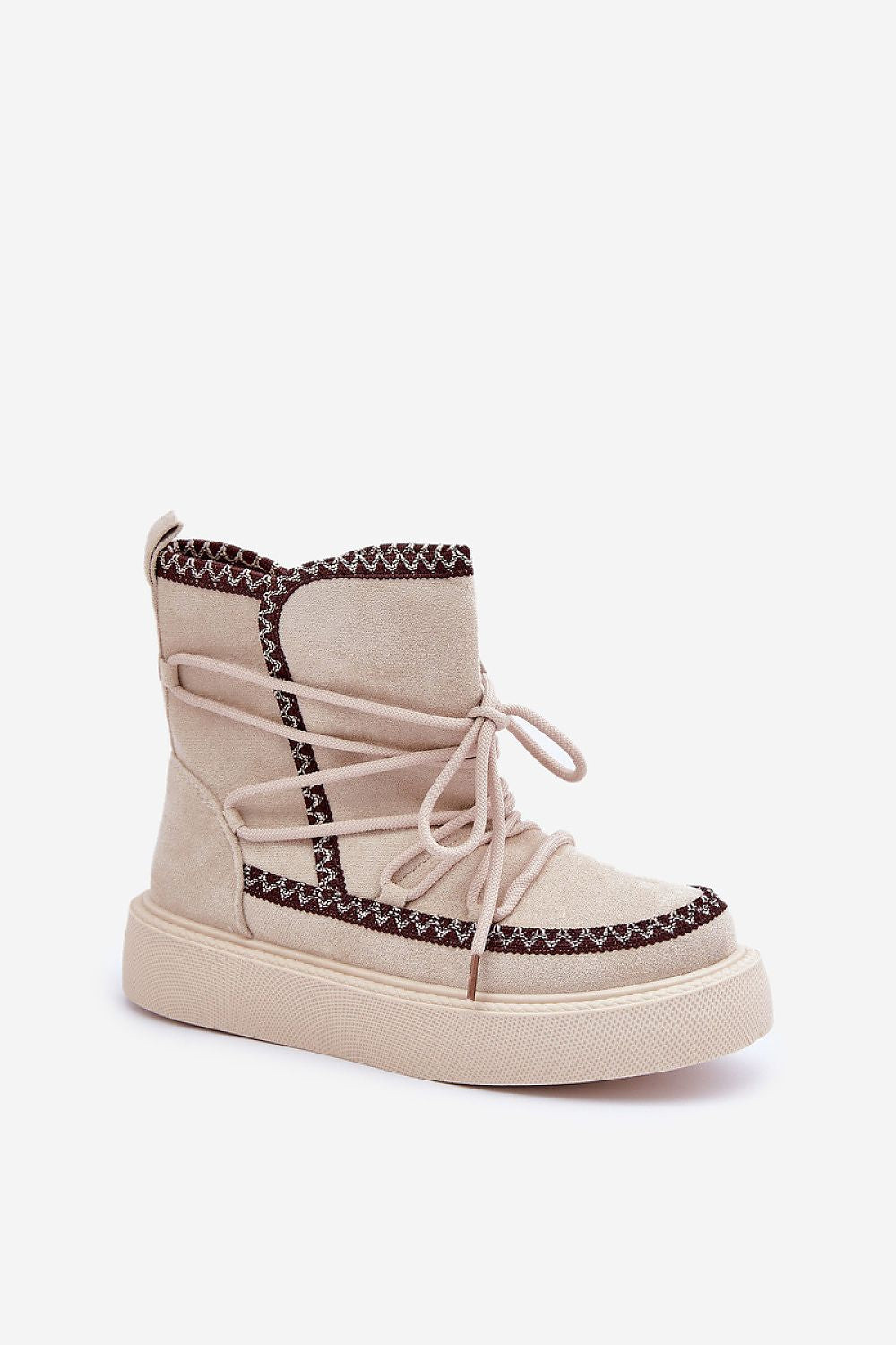 Glacier Charm Platform Snow Boots in Beige – Standalone View