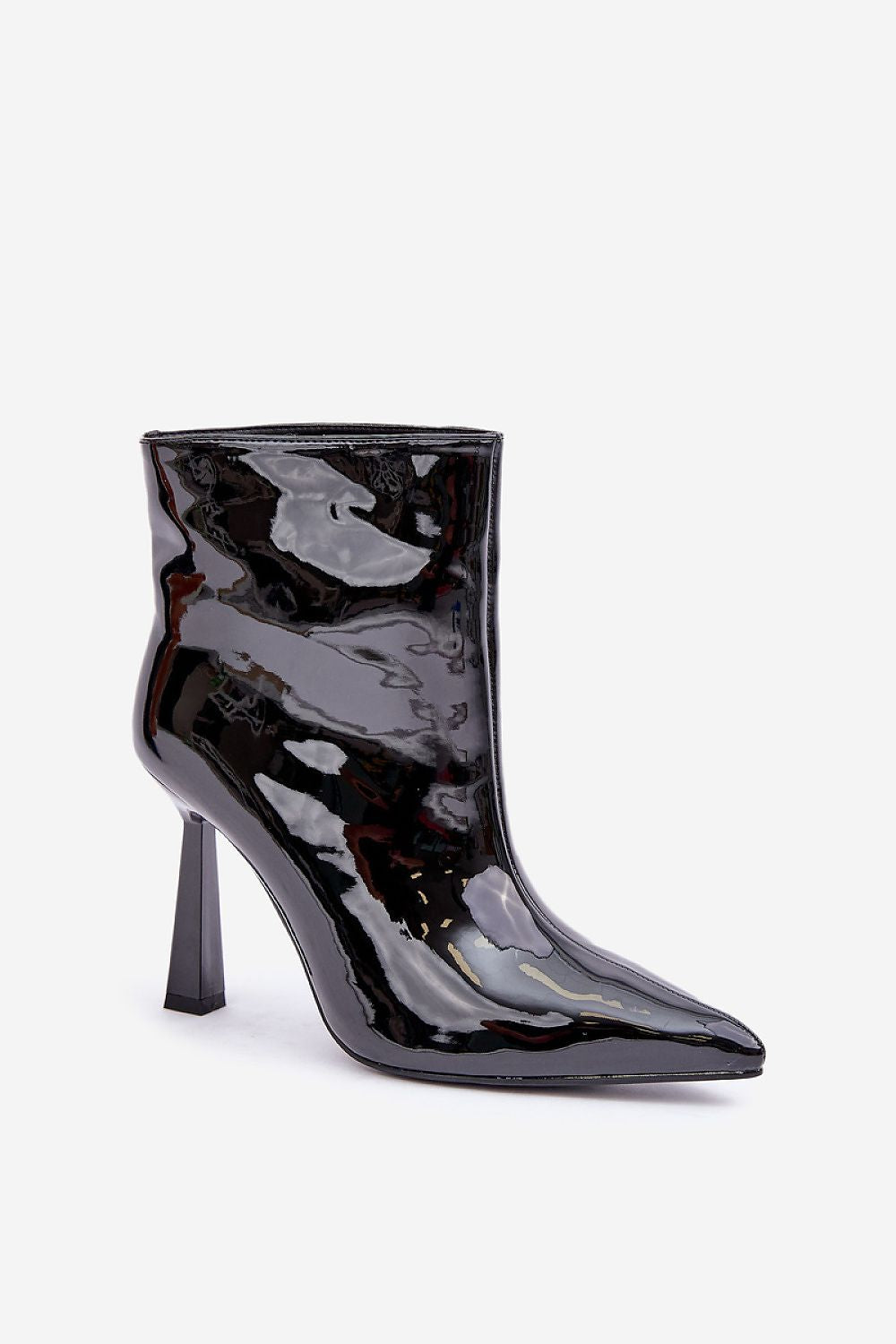 Sleek Gloss Patent Ankle Boots in Black – Standalone View