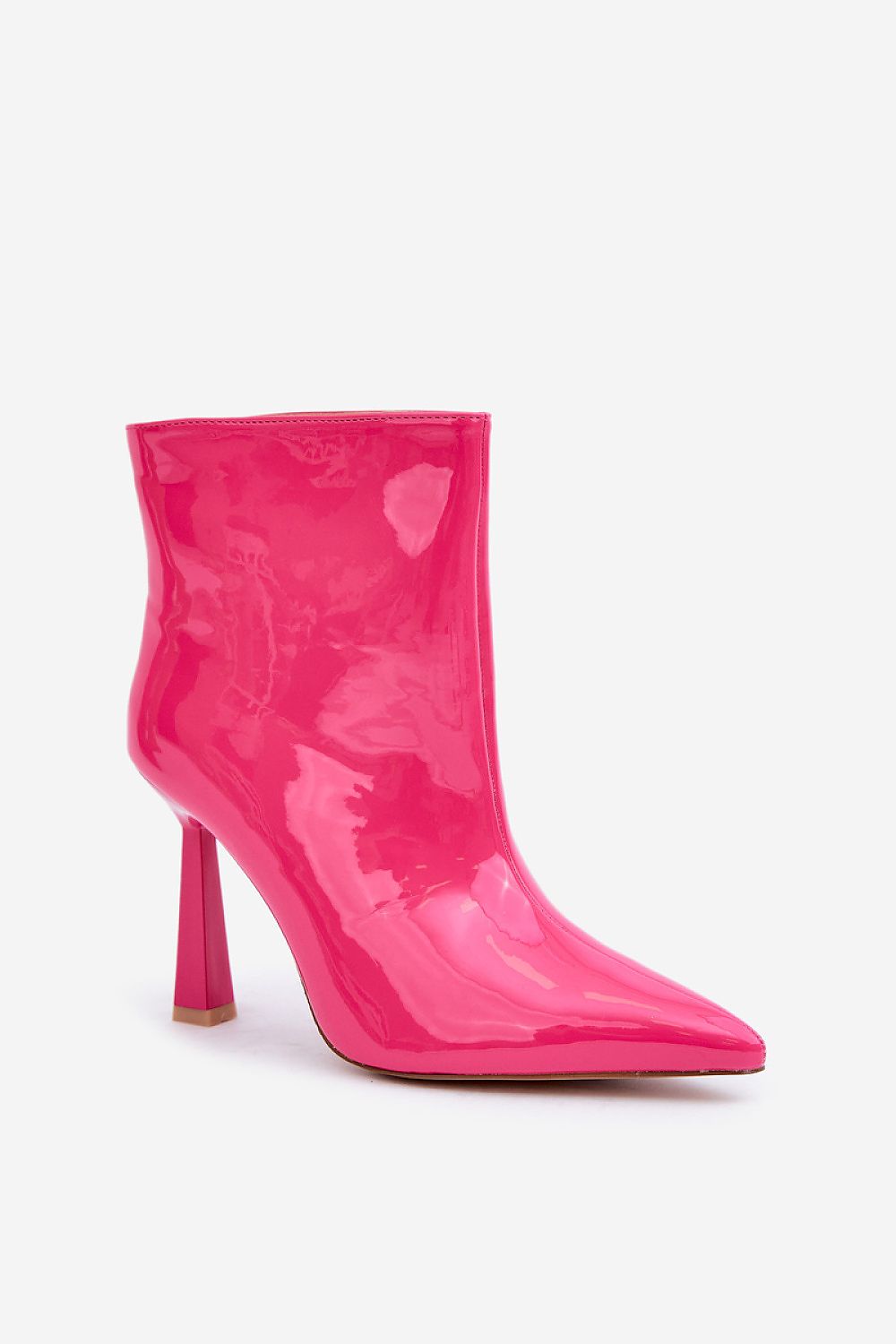 Sleek Gloss Patent Ankle Boots in Pink – Standalone View