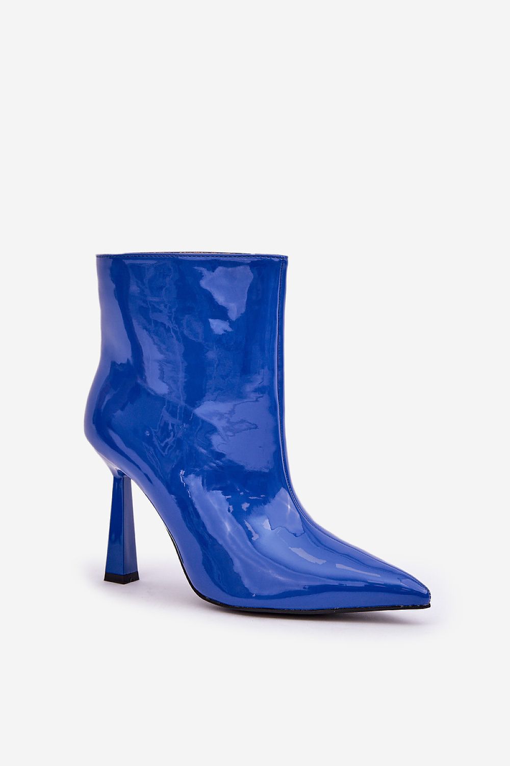  Sleek Gloss Patent Ankle Boots in Blue – Standalone View