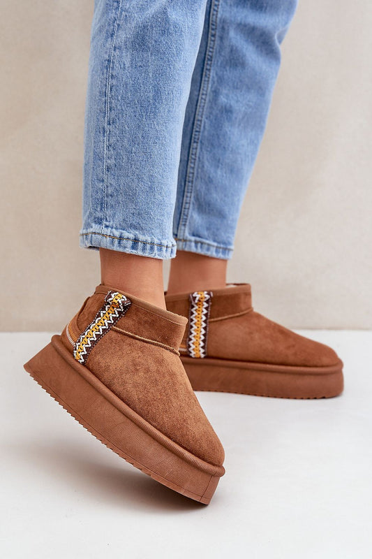  Aztec Warm Platform Snow Boots in Brown – Front View 1