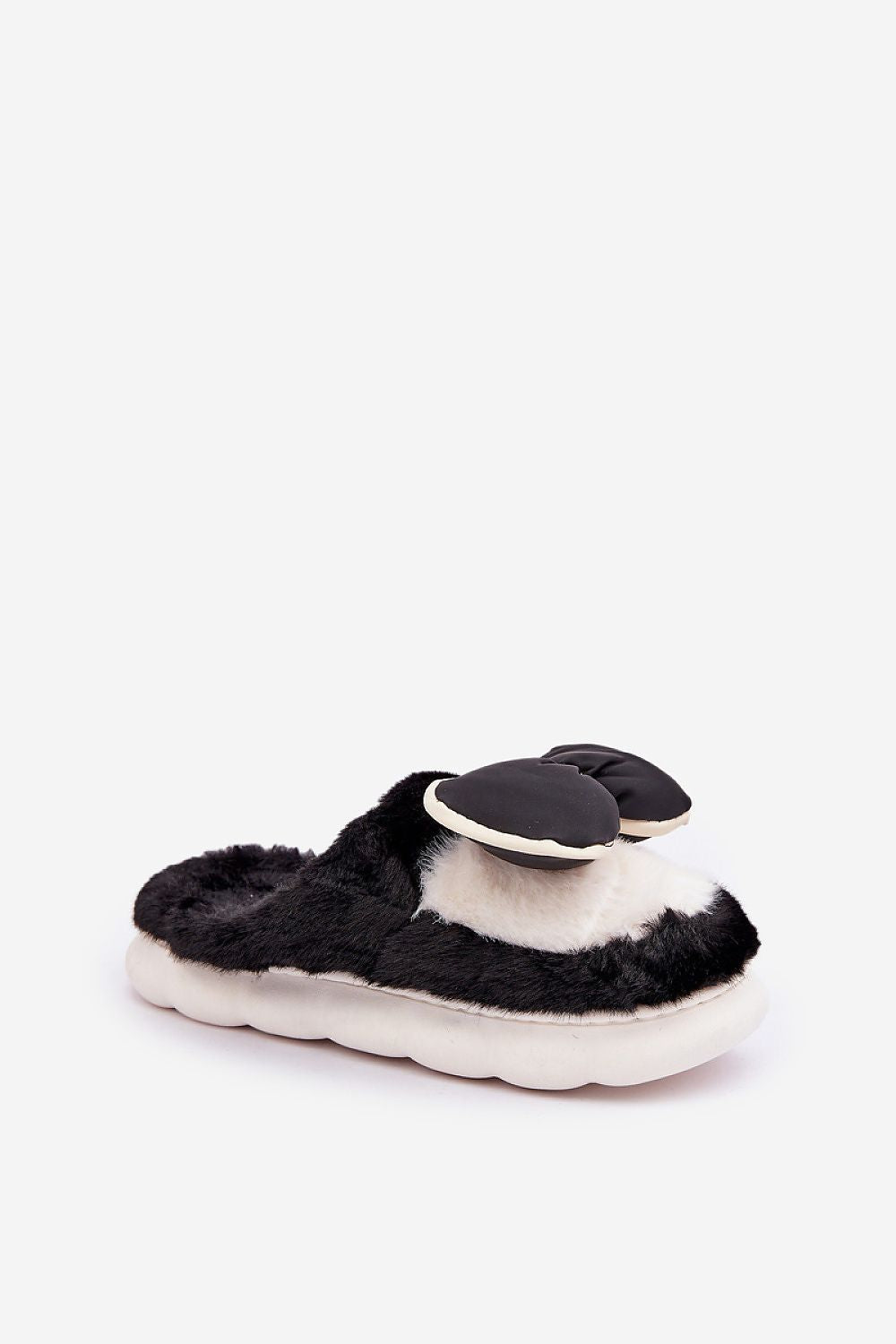 Black and white slipper on a white background